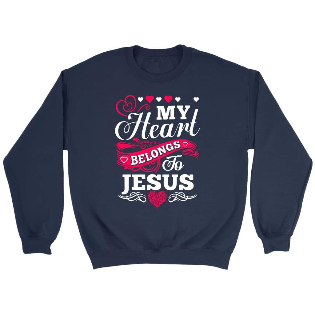 My heart belongs to Jesus sweatshirt - Christian sweatshirt Navy / S