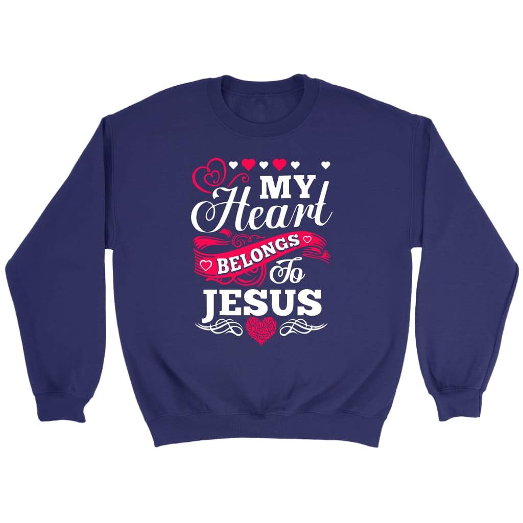My heart belongs to Jesus sweatshirt - Christian sweatshirt Purple / S