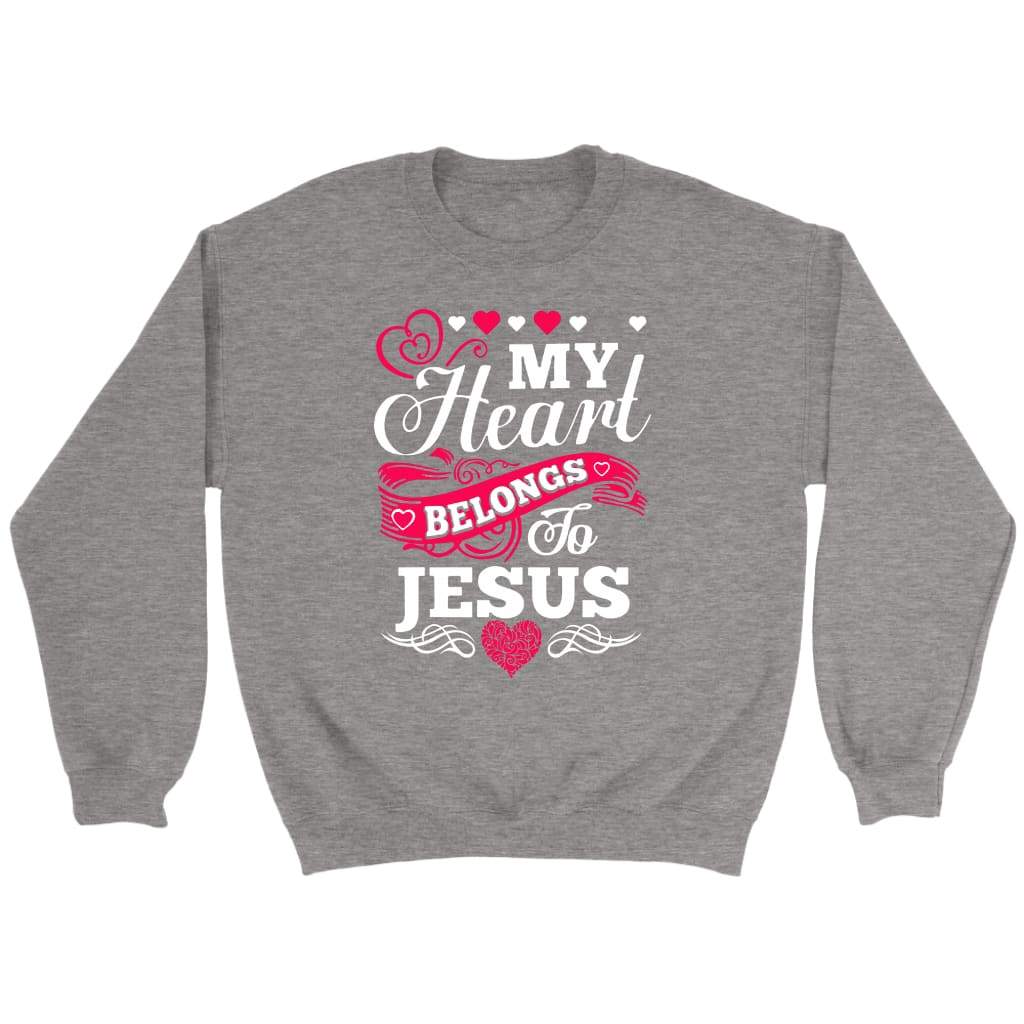 My heart belongs to Jesus sweatshirt - Christian sweatshirt Sport Grey / S
