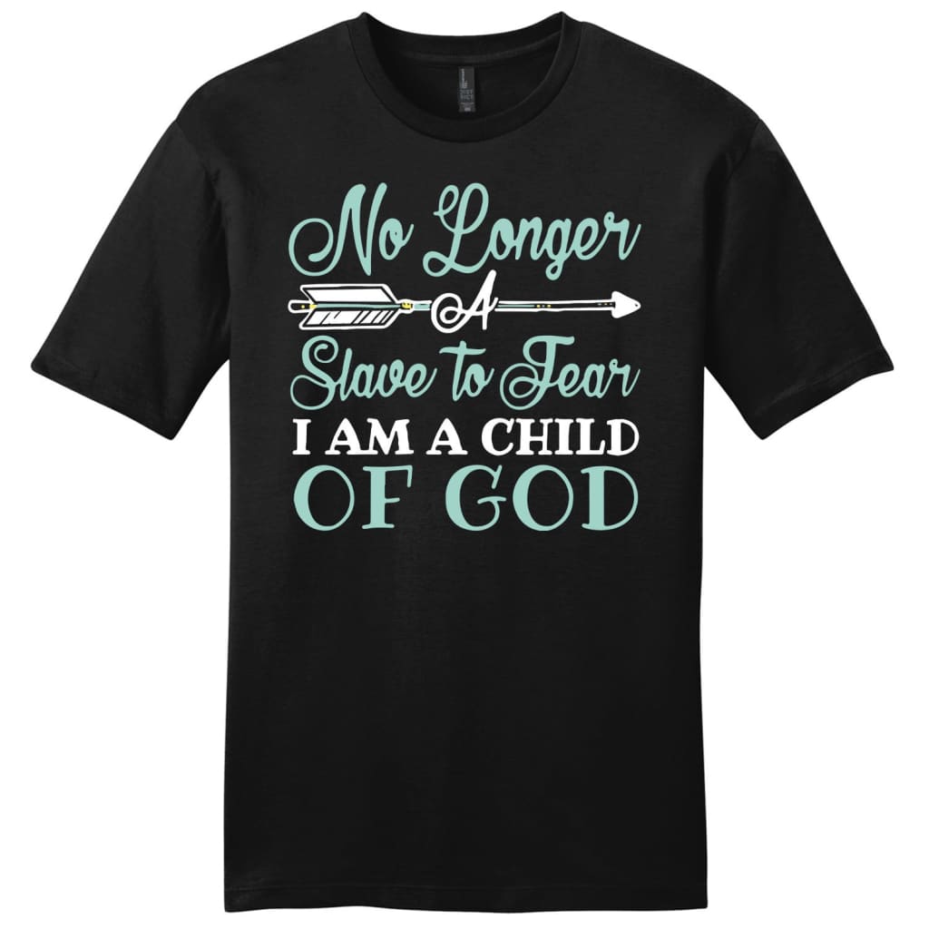 No longer a slave to fear I am a child of God mens Christian t-shirt Black / S