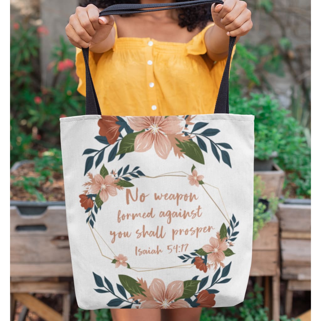 No Weapon formed Against me Shall Prosper Verse Tote Bag No Weapon formed Against me Shall Prosper Verse Tote Bag