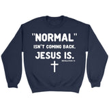 Normal isn’t coming back Jesus is Revelation 14 Christian sweatshirt Navy / S
