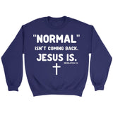 Normal isn’t coming back Jesus is Revelation 14 Christian sweatshirt Purple / S