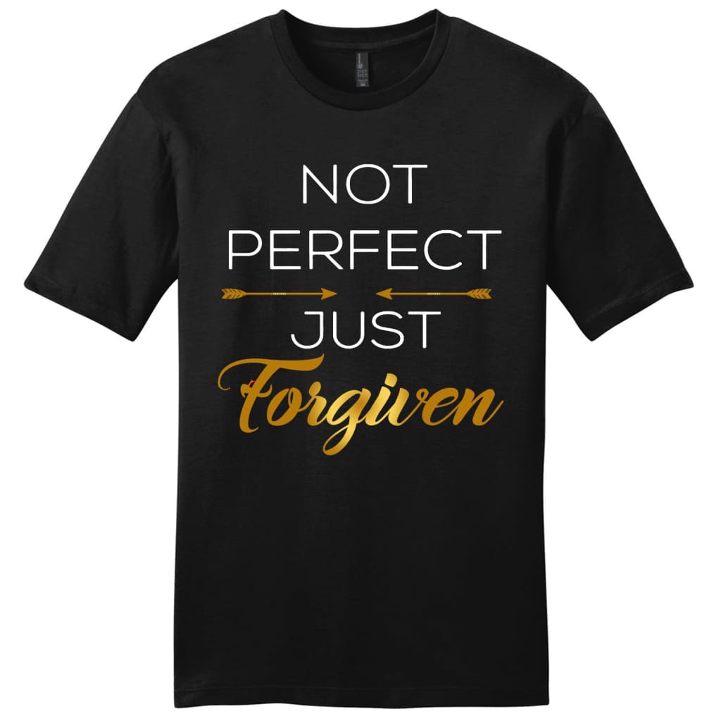 Not perfect Just forgiven mens Christian t-shirt Black / S