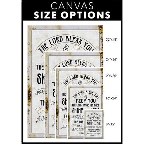 Inspirational Christian decor: Numbers 6:24-26, "The Lord Bless You And Keep You," rustic canvas with a modern white background.