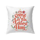 O come let us adore him Christmas leaf pillow