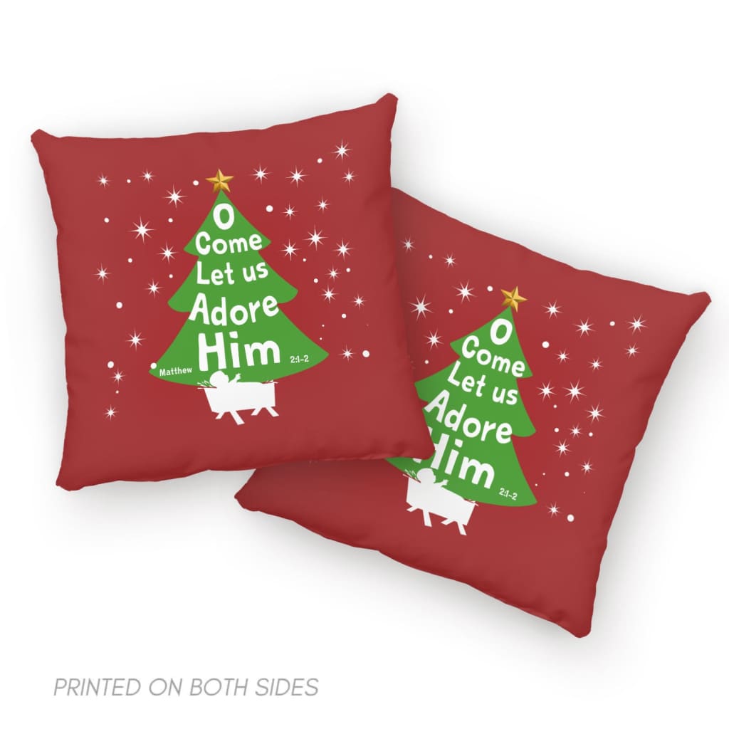 O Come Let Us Adore Him Pillow, Christmas Pillow, Holiday Pillow