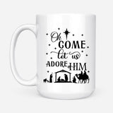 Oh come let us adore Him Christmas Christian coffee mug White / 15 oz