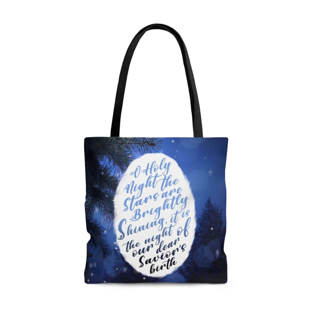 Oh holy night the stars are brightly shining Christian Christmas tote bag 13 x 13