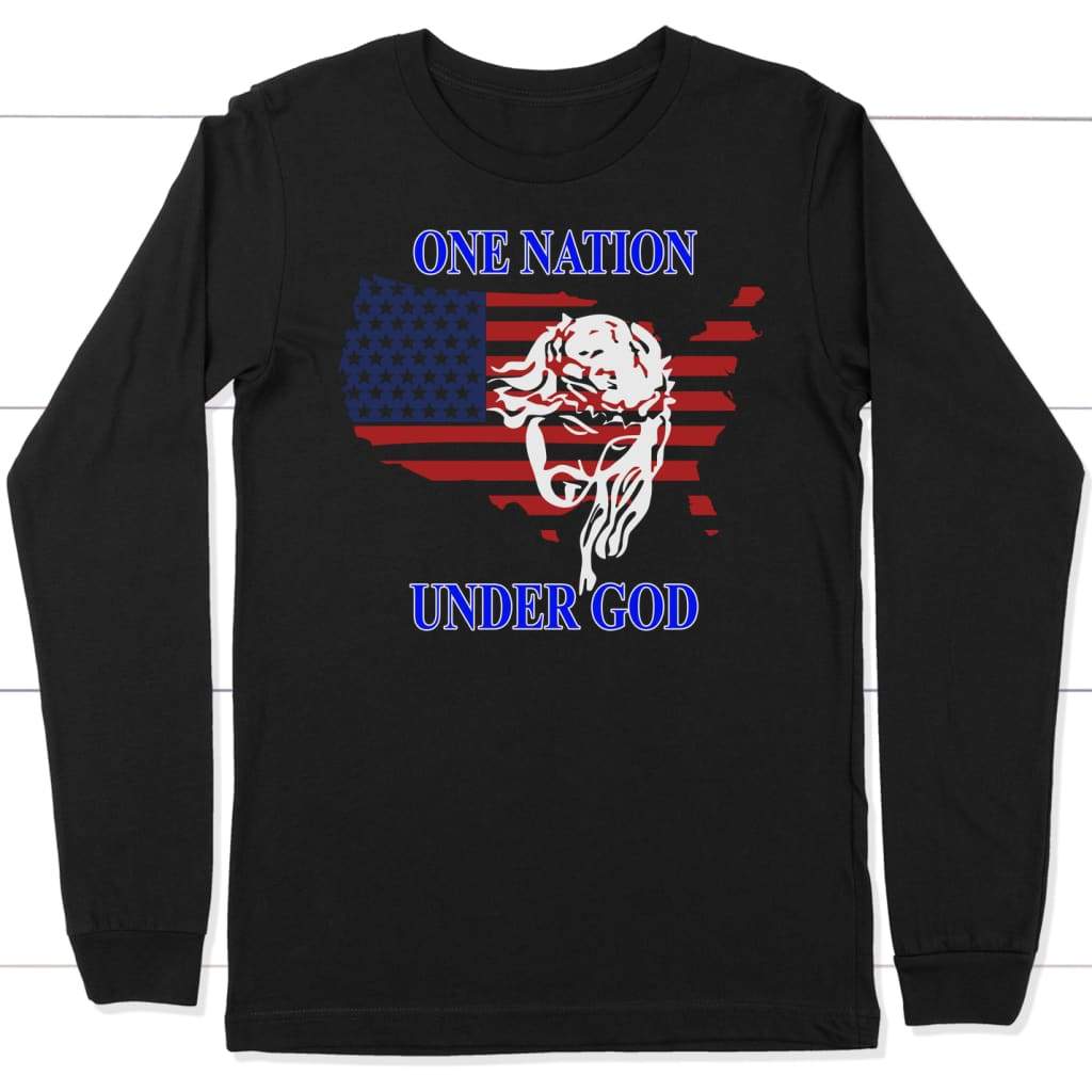 One nation under God long sleeve t-shirt | Christian apparel Black / S