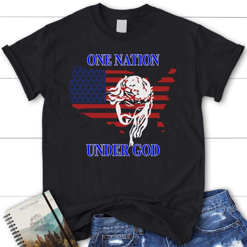 One nation under God t-shirt | womens Christian t-shirts Black / S