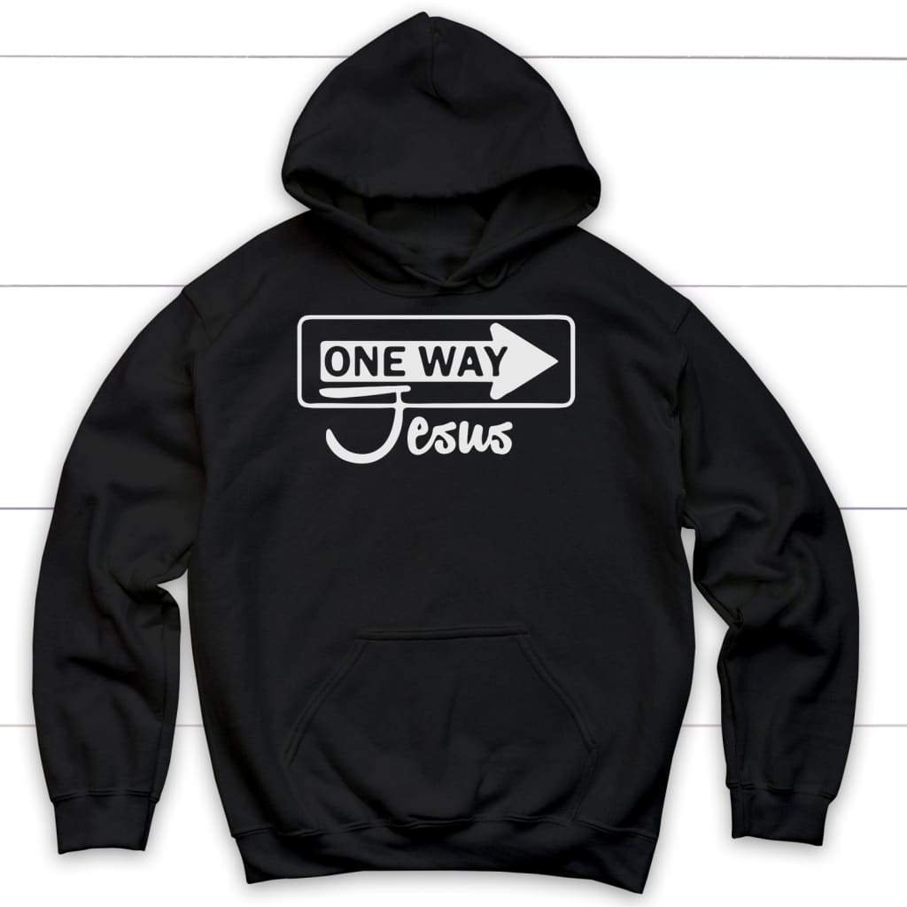 One way Jesus Christian hoodie - Christian apparel Black / S