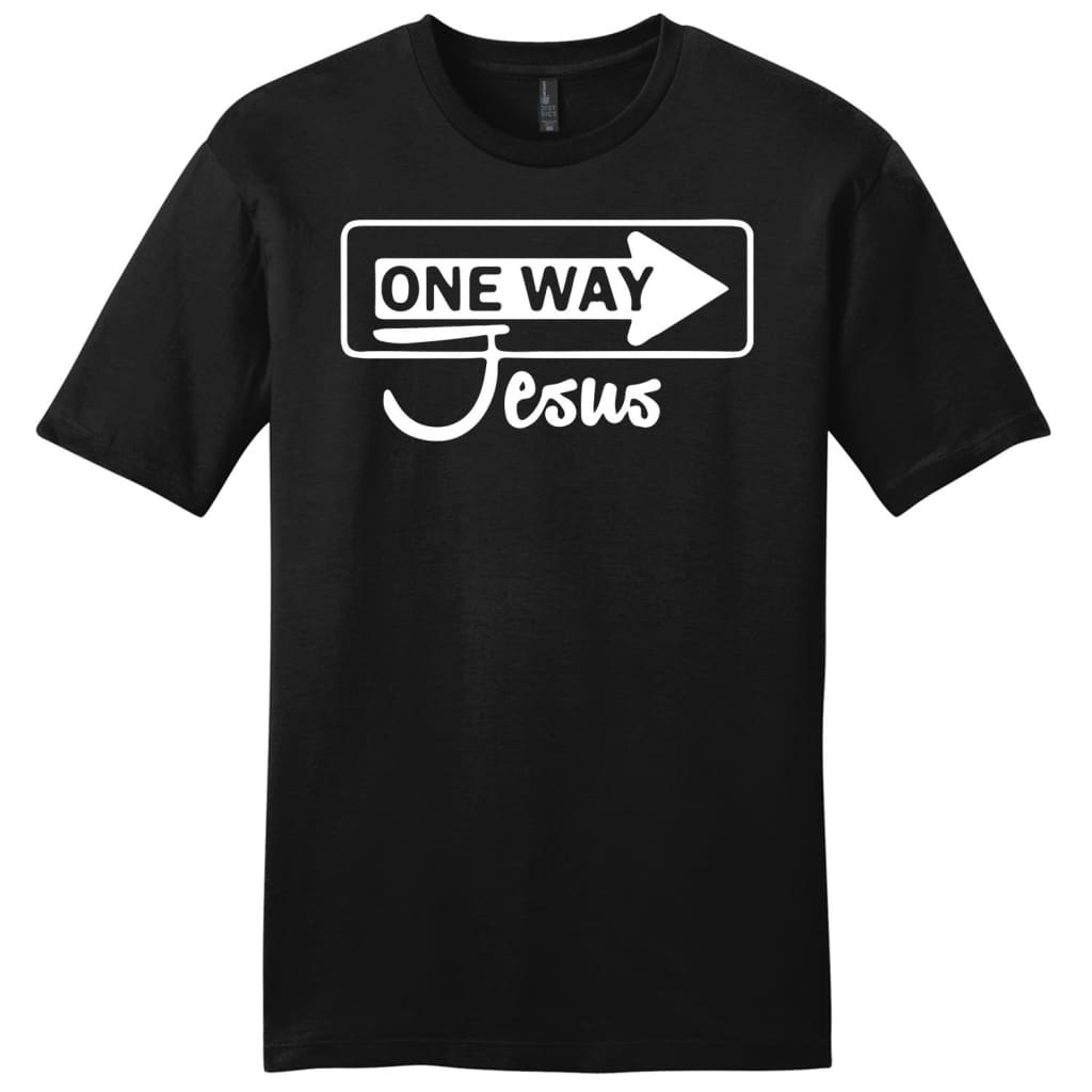 One Way Jesus mens Christian t-shirt Black / S