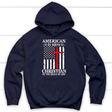 Patriotic Christian hoodies: American by birth Christian by the grace of God hoodie Navy / S