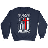 Patriotic Christian sweatshirts: American by birth Christian by the grace of God sweatshirt Navy / S