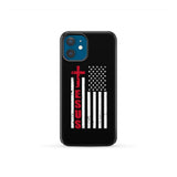 Patriotic phone cases: Jesus word cross with American flag Christian case iPhone 12 Mini / Tough
