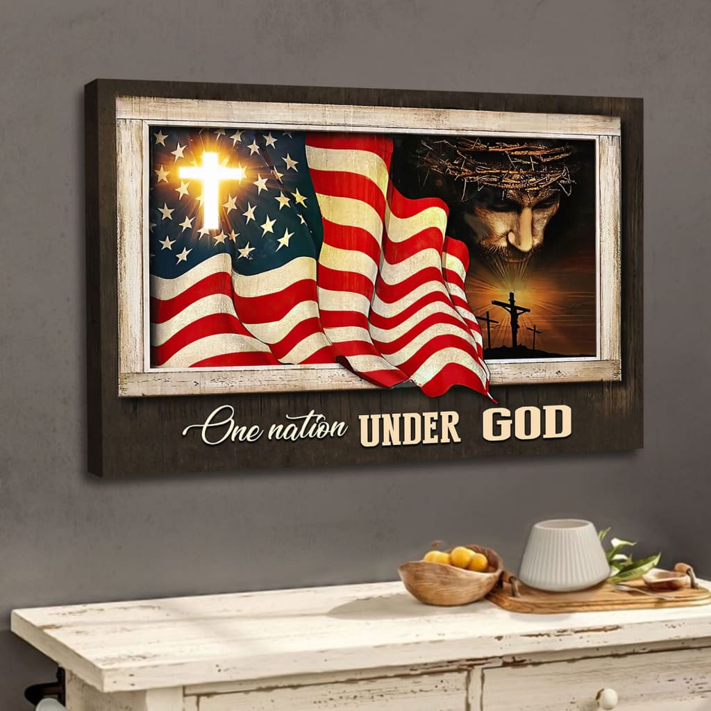 Patriotism Christian One nation under God wall art canvas
