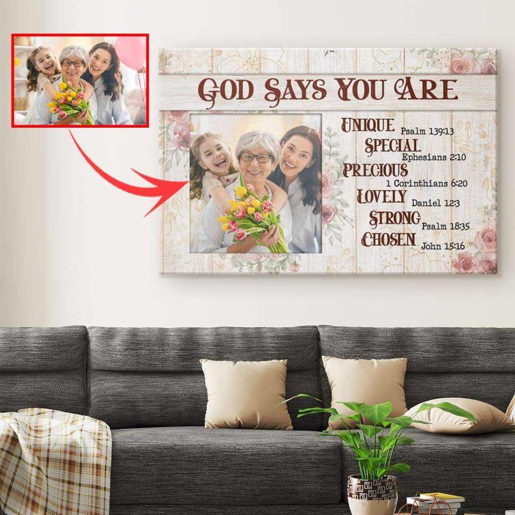 Personalized Christian gifts: God says you are photo canvas print