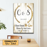 Personalized wall art with "I Have Found the One Whom My Soul Loves," custom initials, and date, perfect for Christian gifts.