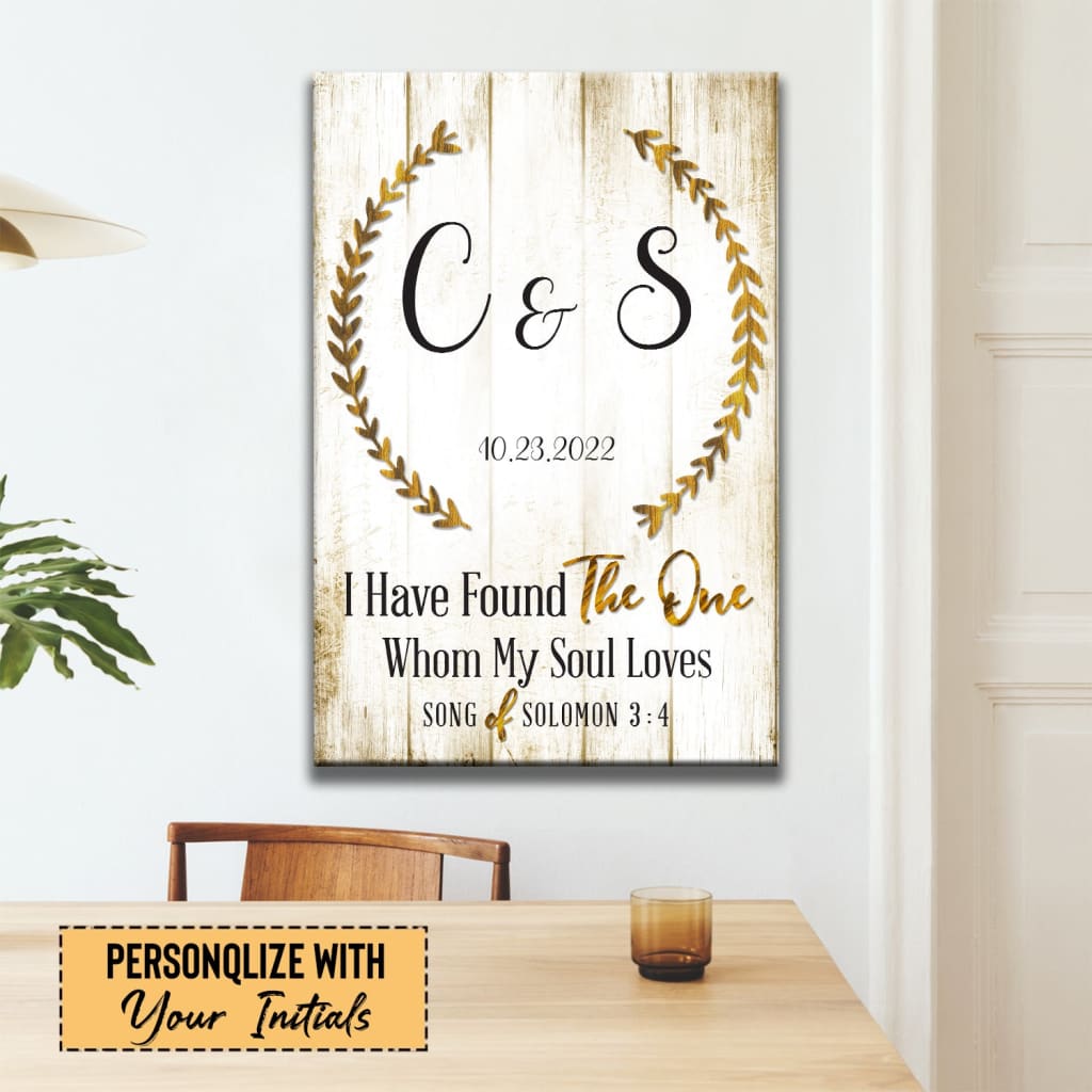 Personalized Christian gifts: I have found the one whom my soul loves wall art canvas Brown / 8 x 12