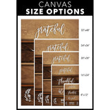 Personalized family name Grateful thankful blessed wall art canvas size options