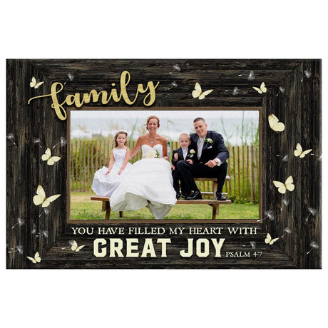 Psalm 4:7 Faith-based wall art canvas with "You Have Filled My Heart With Great Joy" and personalized photo, perfect for home décor.