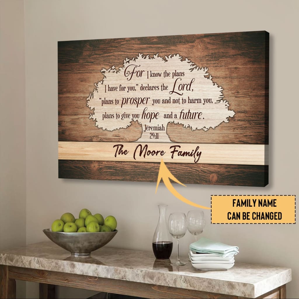 Personalized name Christian wall decor, For I know the plans I have for you Jeremiah 29:11 wall decor