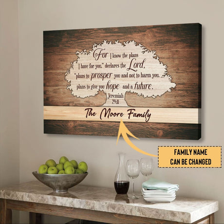 Personalized name Christian wall decor, For I know the plans I have for you Jeremiah 29:11 wall decor