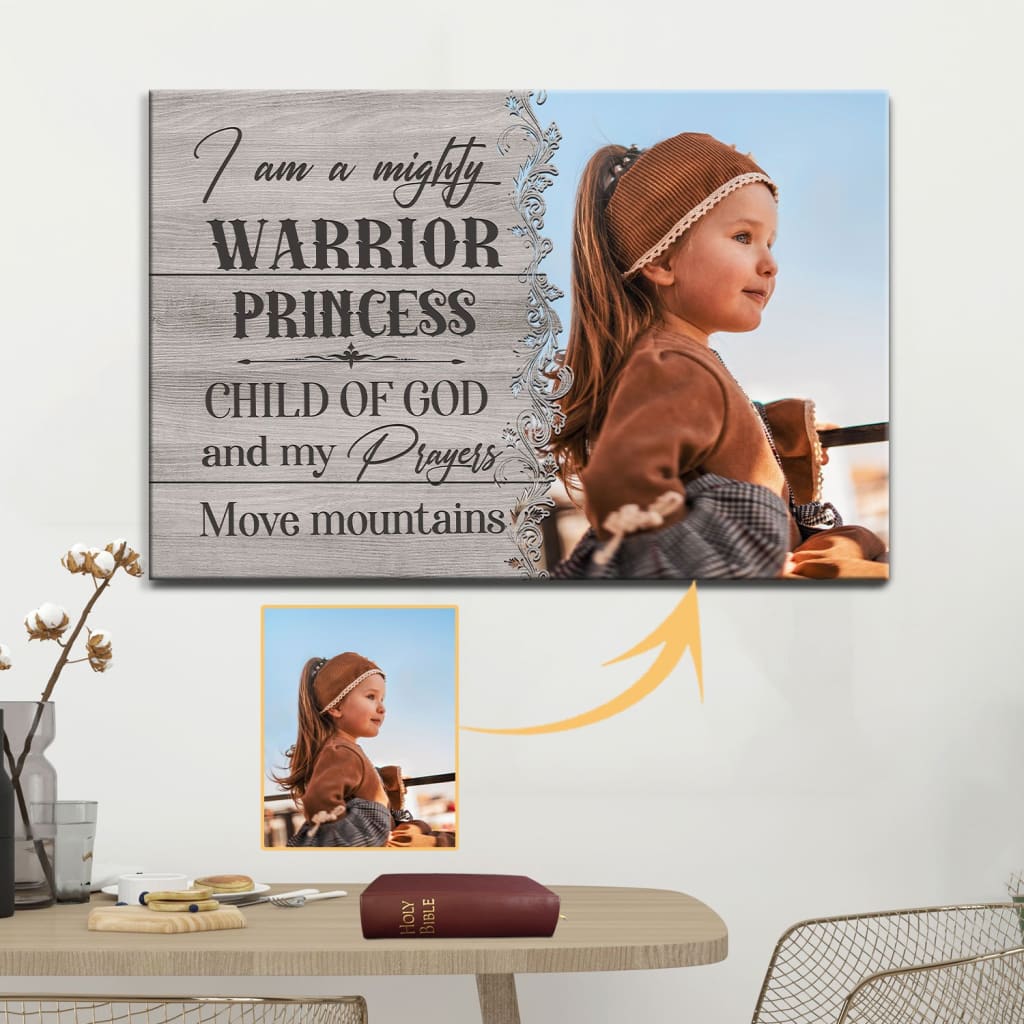 Personalized wall art: I am a mighty warrior custom photo canvas print