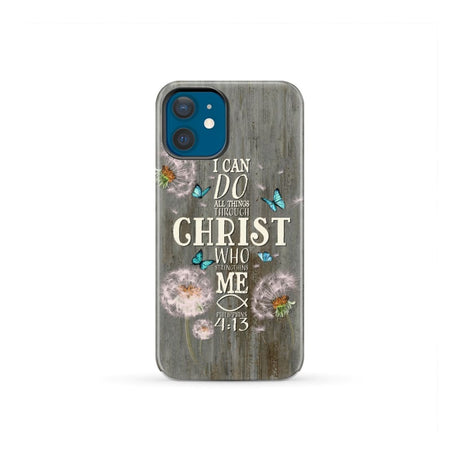Philippians 4:13 I can do all things through Christ Bible verse phone case iPhone 12 Mini / Tough