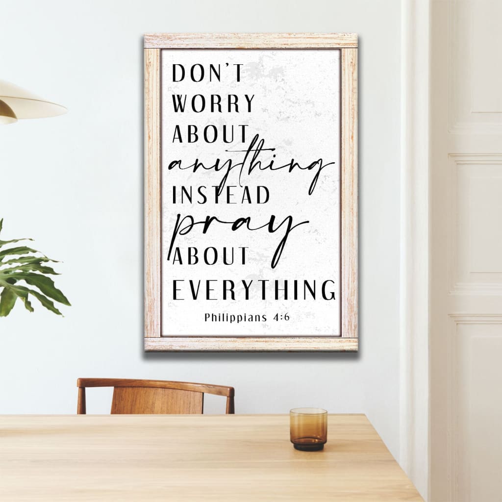 Philippians 4:6 wall art: Don’t worry about anything Christian canvas wall art Brown / 8 x 12