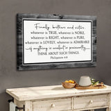 Faith-inspired Philippians 4:8 wall art, Gray border with "Whatever is true," ideal Christian gifts.