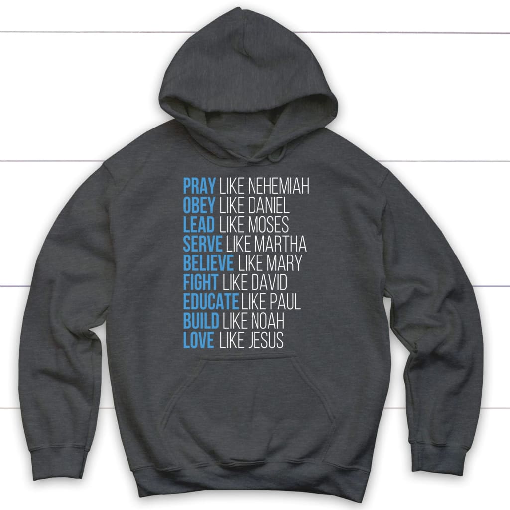 Pray like Nehemiah obey like Daniel hoodie Christian apparel hoodies Dark Heather / S