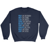 Pray like Nehemiah obey like Daniel sweatshirt Christian apparel sweatshirts Navy / S