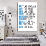 Christian wall art, Pray like Nehemiah obey like Daniel canvas