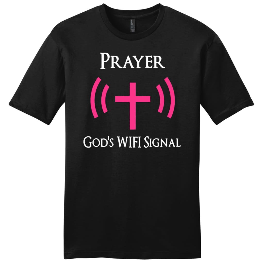 Prayer - God’s Wi-Fi Signal mens Christian t-shirt Black / S