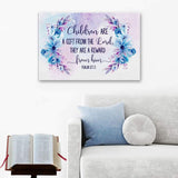 Christian wall art featuring Psalm 127:3, "Children Are A Gift From The Lord," perfect faith-based home decor.