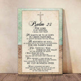 Bible verse wall art with Psalm 23 KJV, rustic canvas print, ideal for Christian homes and gifts.