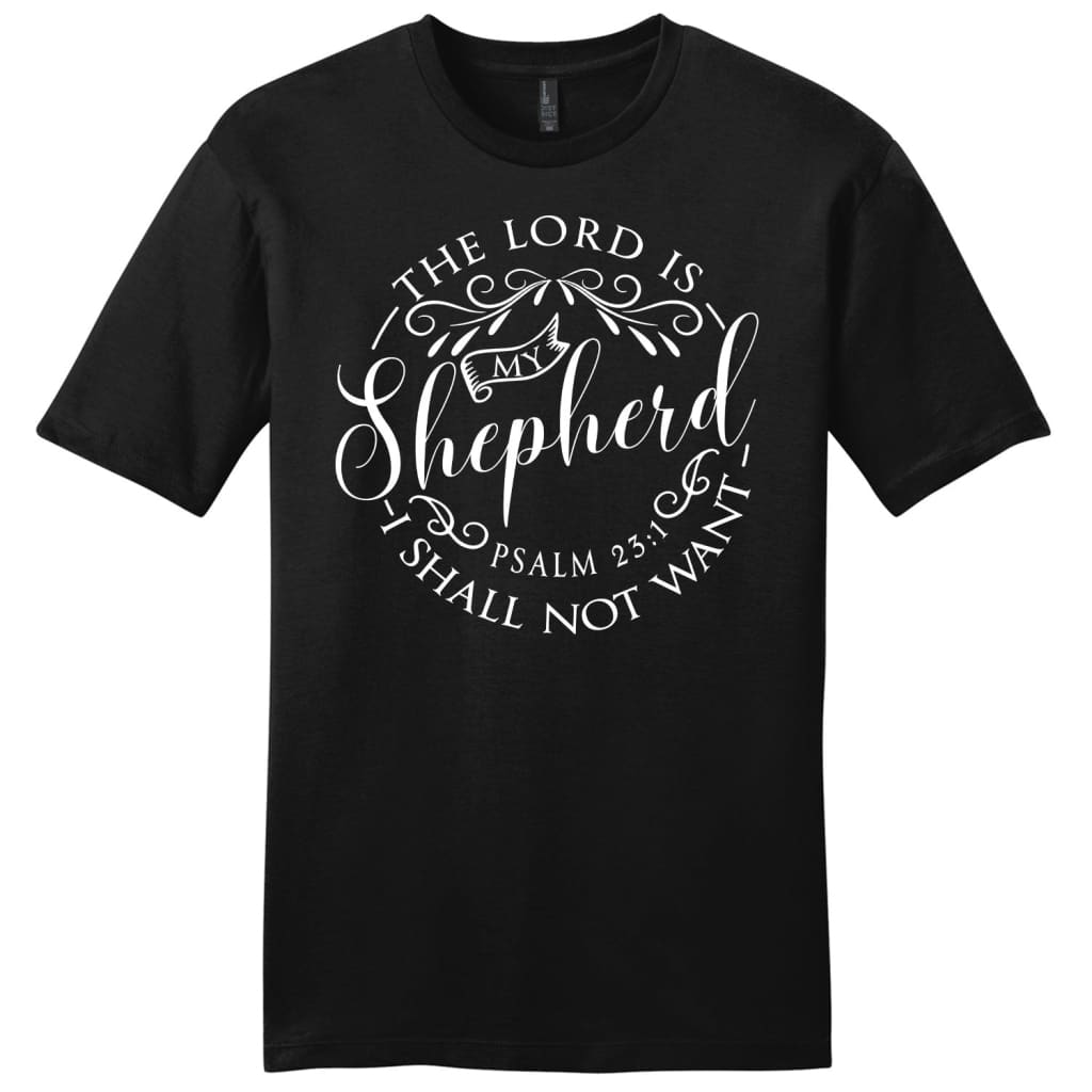 Psalm 23:1 the Lord is my shepherd t-shirt - men’s Christian t-shirts Black / S