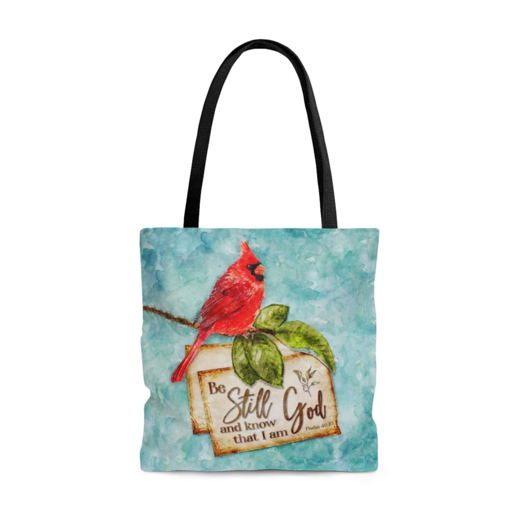 Psalm 46:10 Be still and know that I am God Cardinal Christmas tote bag 13 x 13