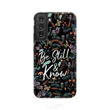 Psalm 46:10 Be still and know Wildflowers butterflies Christian phone case Samsung Galaxy S22 Plus / Tough