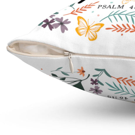 Psalm 46:10 Be still and know Wildflowers butterflies Christian pillow