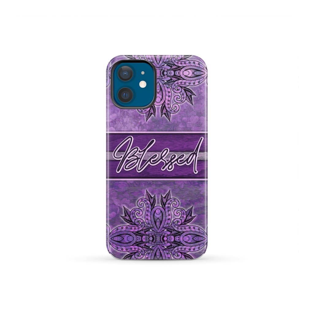 (Purple) Blessed phone case - Christian iPhone 12 Mini / Tough