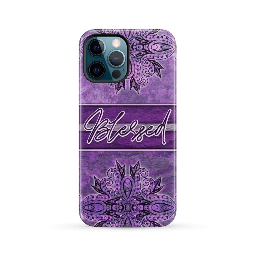 (Purple) Blessed phone case - Christian iPhone 12 Pro Max / Tough