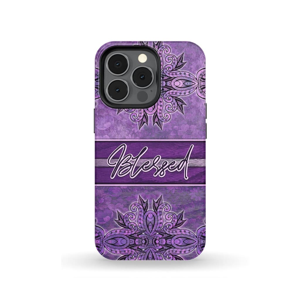 (Purple) Blessed phone case - Christian iPhone 13 Pro / Tough