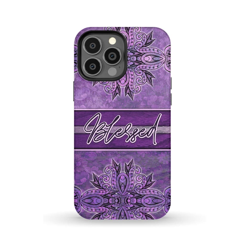 (Purple) Blessed phone case - Christian iPhone 13 Pro Max / Tough