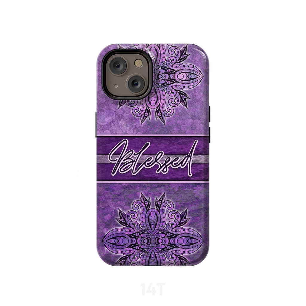 (Purple) Blessed phone case - Christian iPhone 14 / Tough