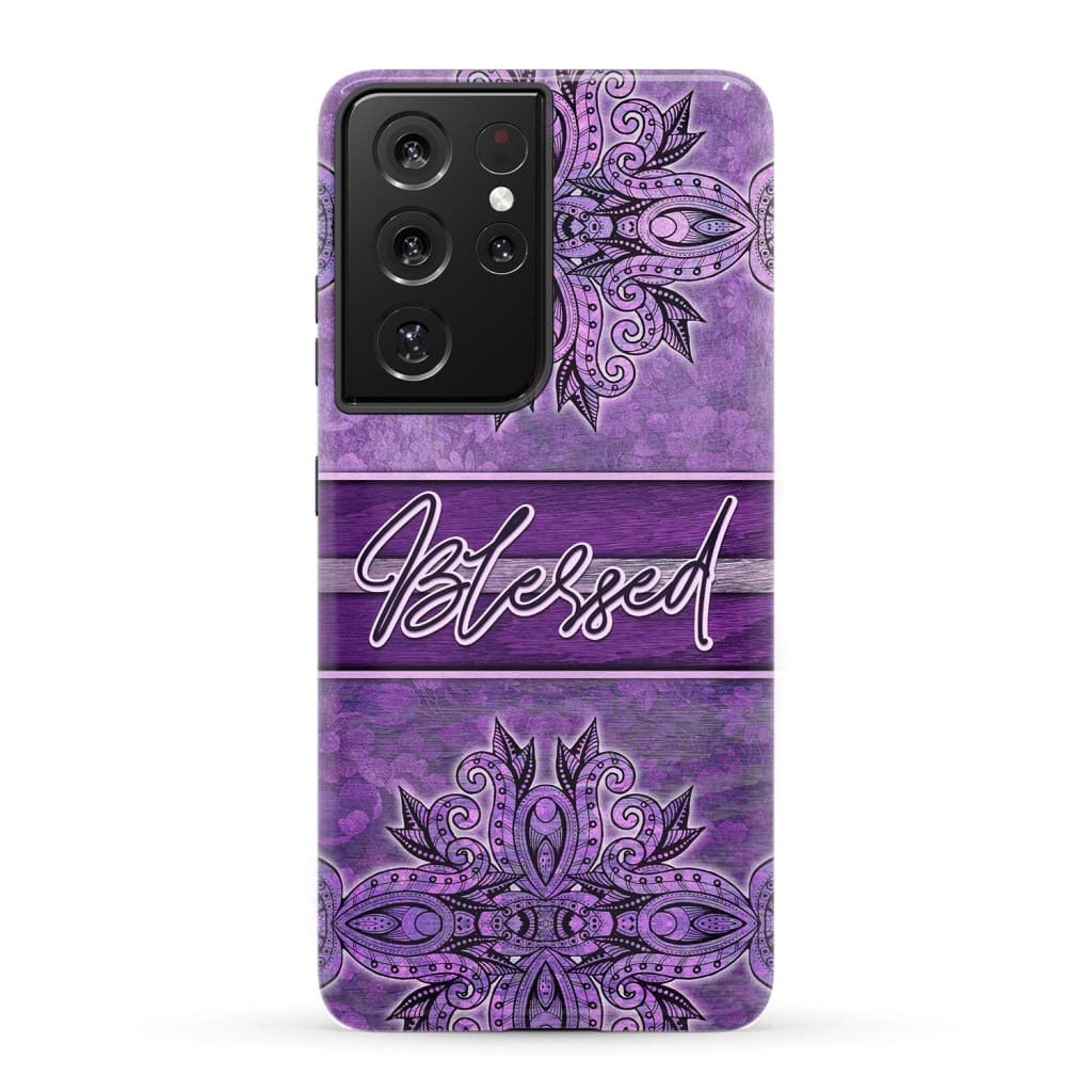 (Purple) Blessed phone case - Christian Samsung Galaxy S21 Ultra / Tough