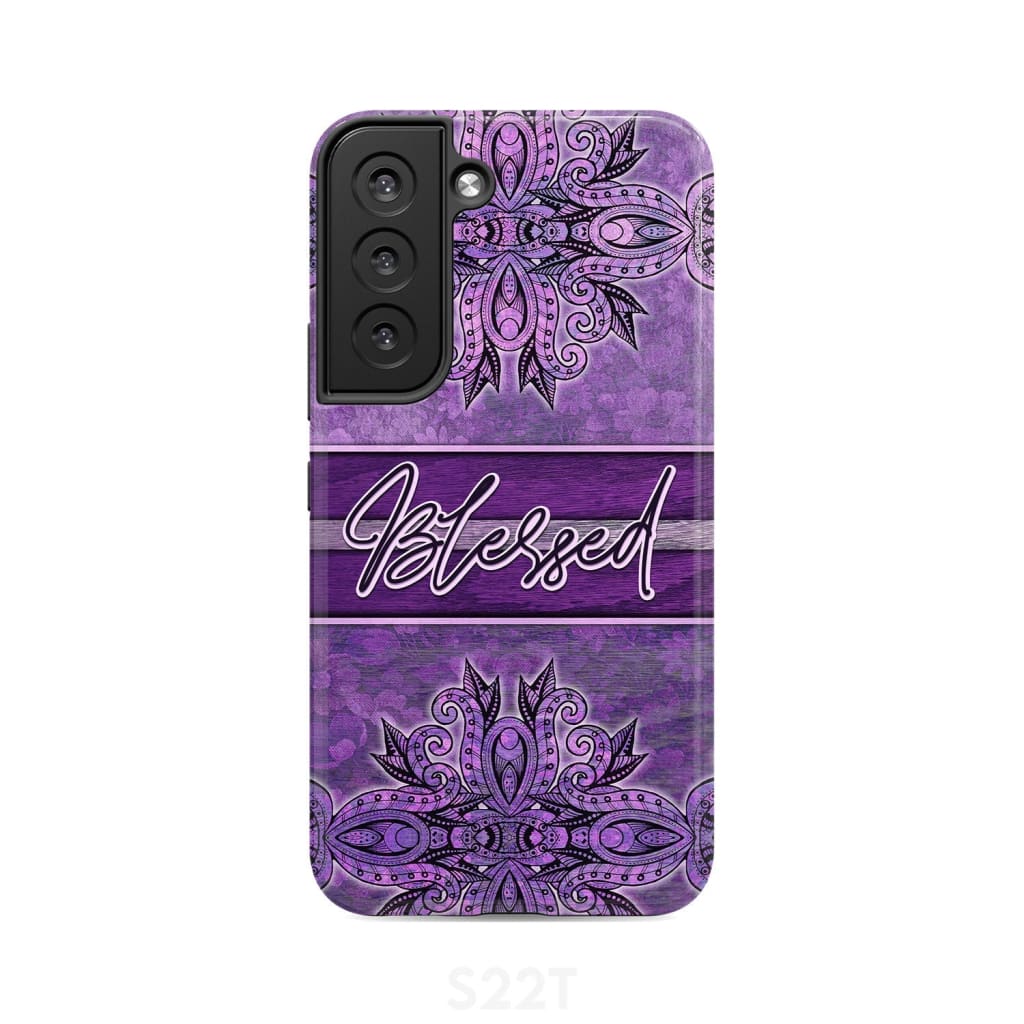 (Purple) Blessed phone case - Christian Samsung Galaxy S22 / Tough