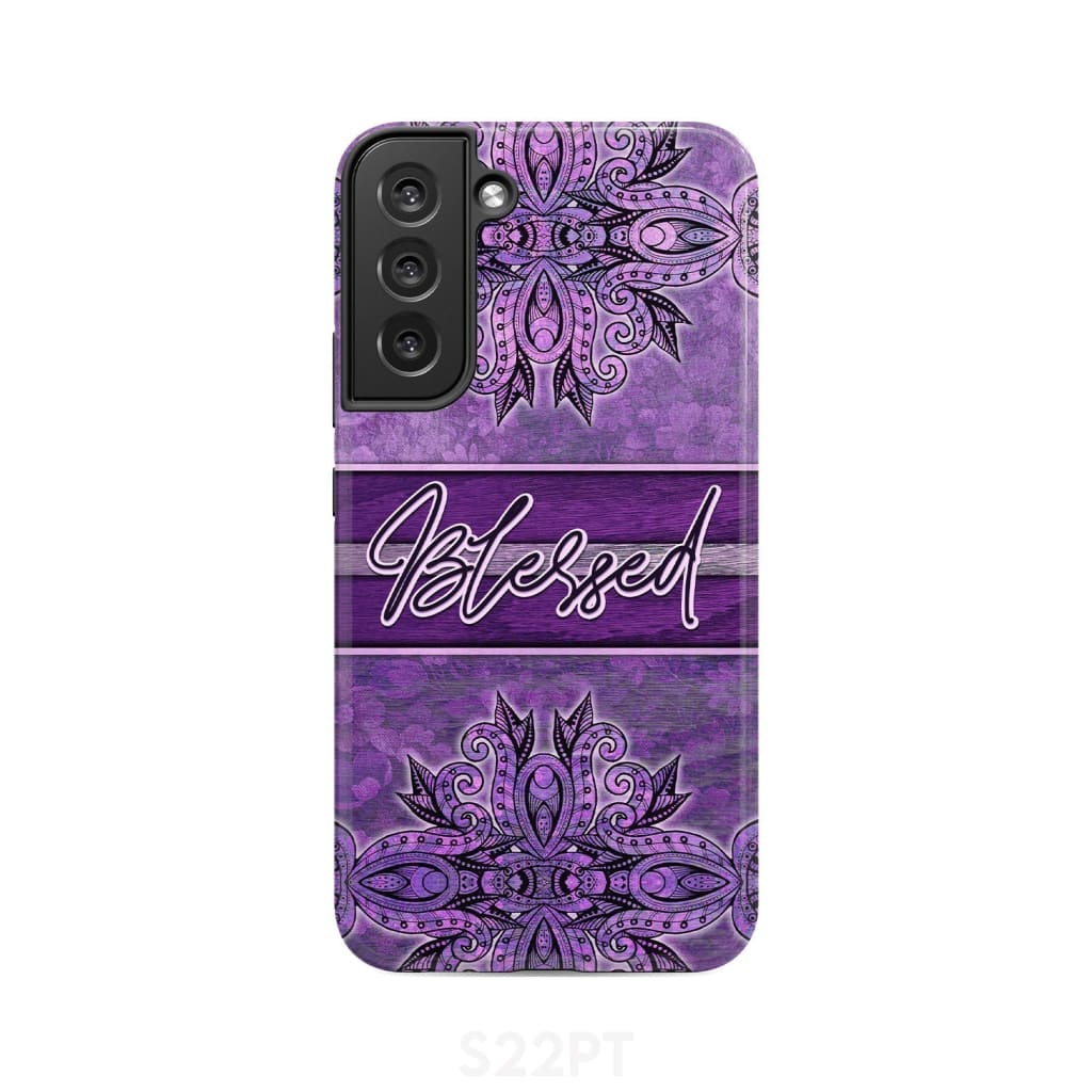 (Purple) Blessed phone case - Christian Samsung Galaxy S22 Plus / Tough
